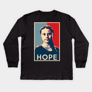 Greta Thunberg - Hope Poster Climate Activist Kids Long Sleeve T-Shirt